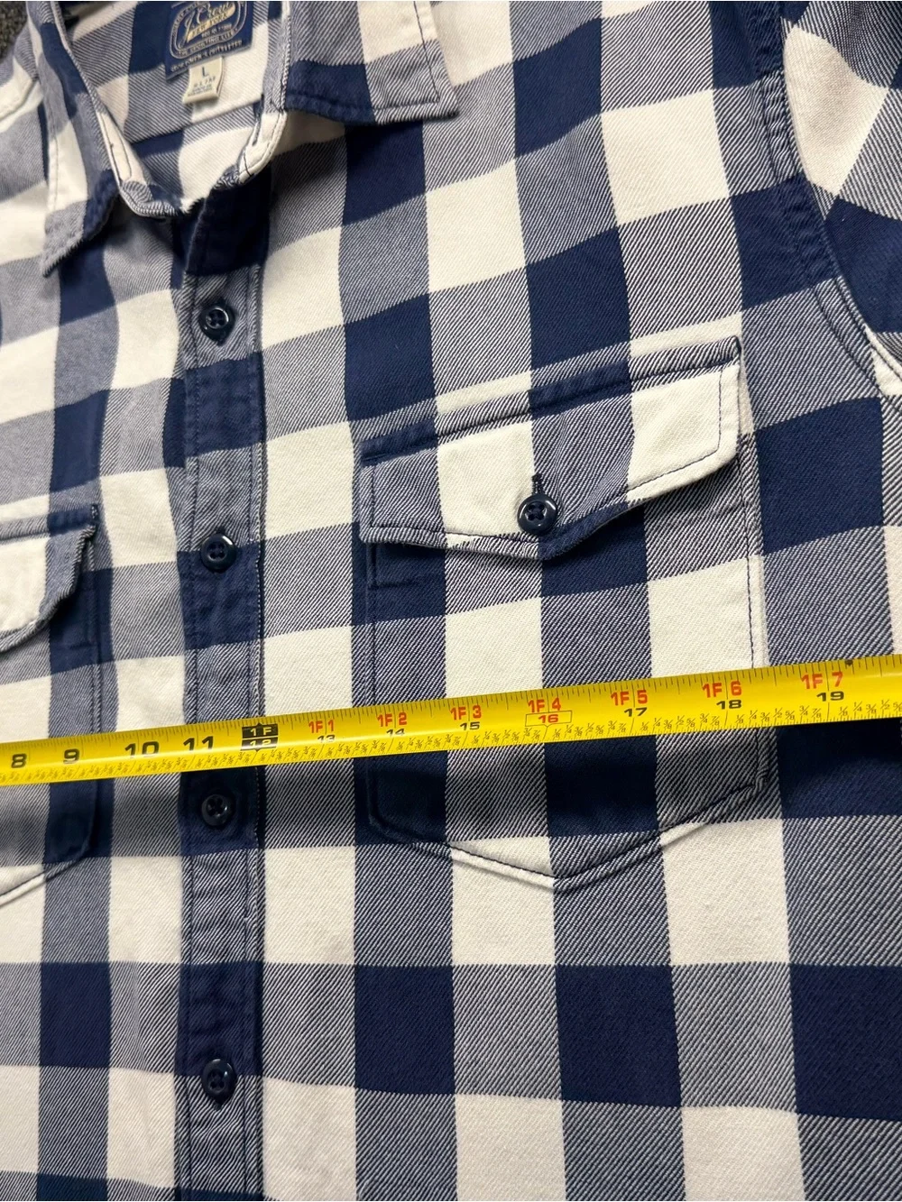 J. Crew Navy and White Buffalo Check Button-Down Shirt